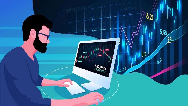 Illustration of a forex trader