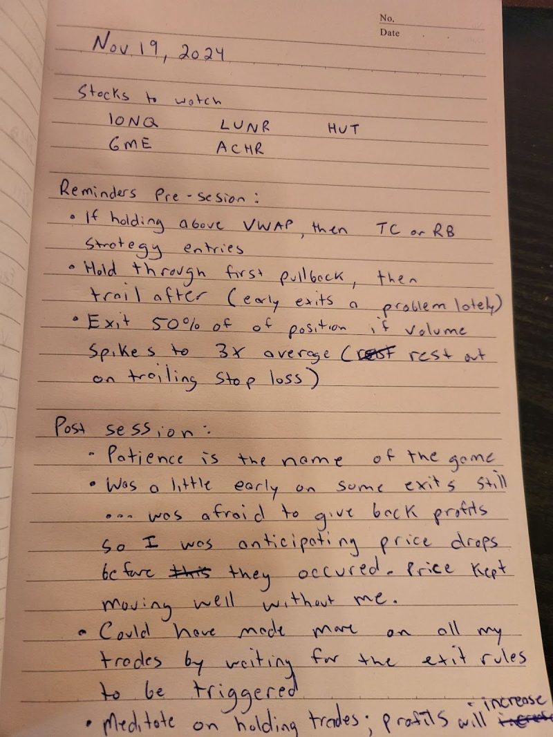 Psychology of trading - trading journal