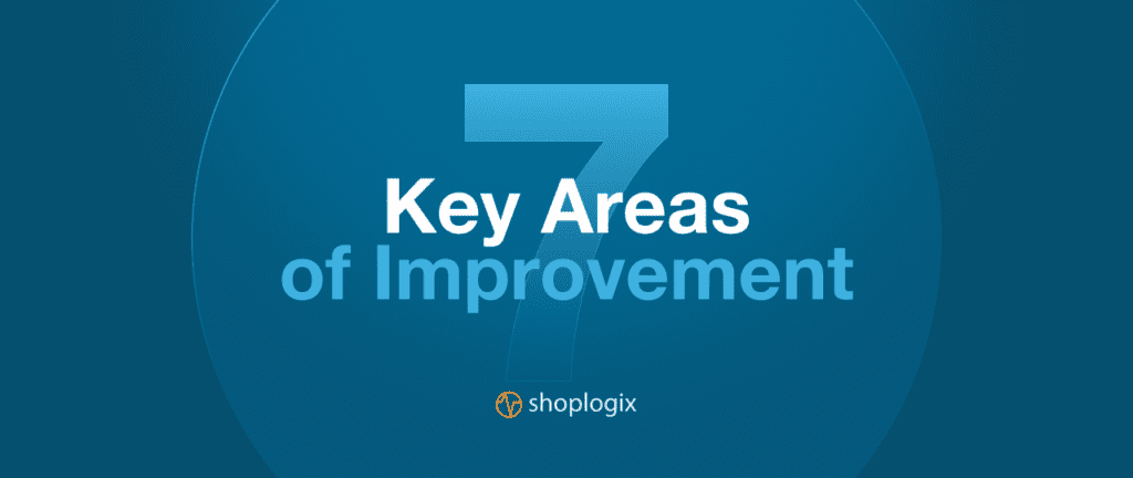 Blog post title displayed in big letters about 7 Key Areas of Improvement: Examples in Lean Manufacturing