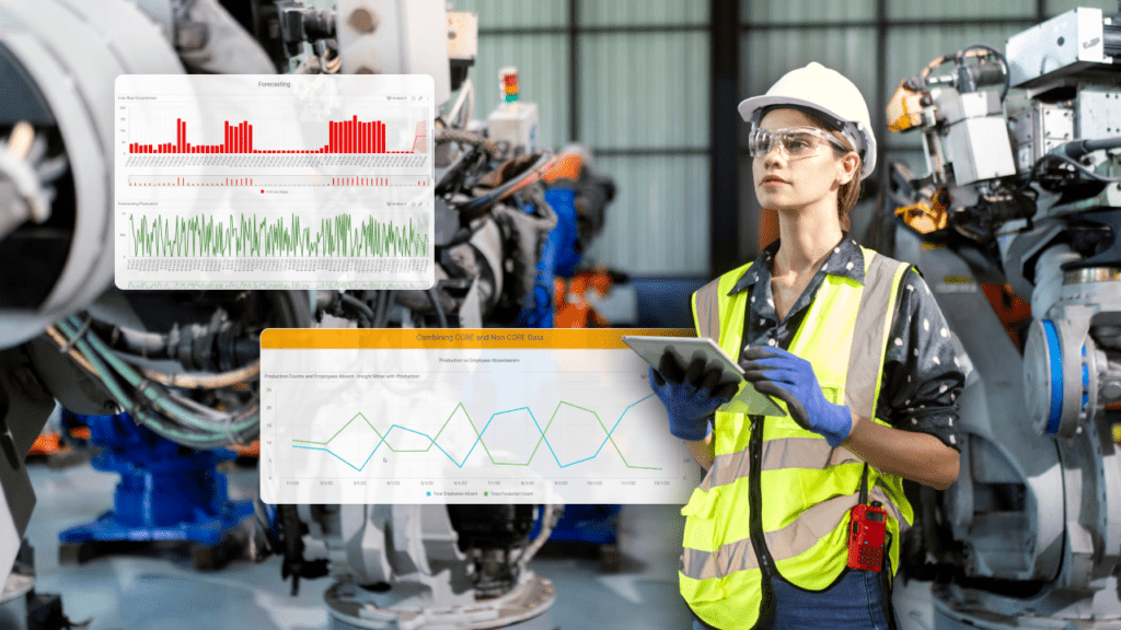 Shoplogix inline image with a female engineer on the shop floor