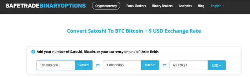 Convert Satoshi to Bitcoin