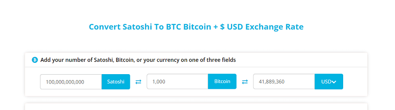 Калькулятор конвертации Сатоши в BTC