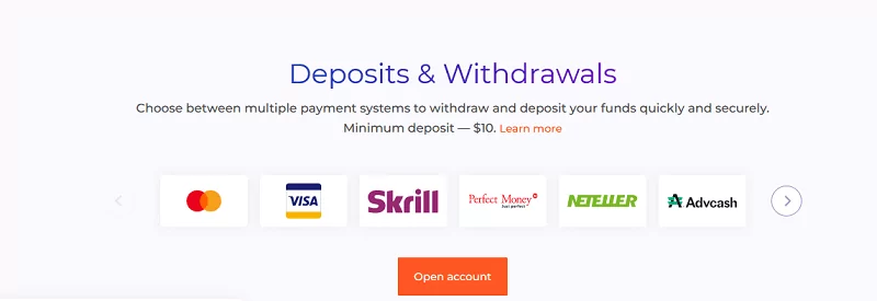 IQ Option deposits and withdrawals