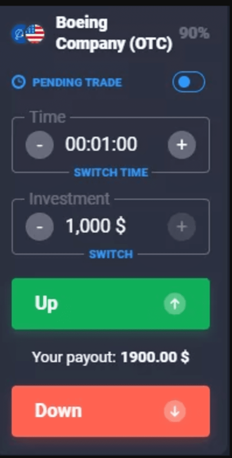 Opening trade on Quotex