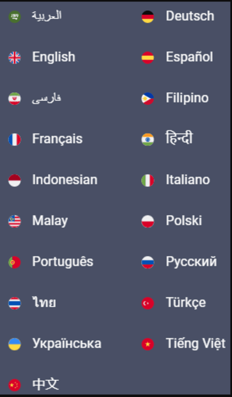 Quotex Supported languages